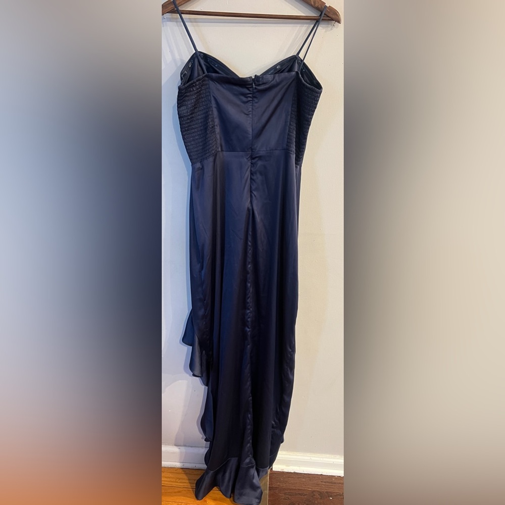 Aqua Navy Blue Ruffle Dress - Picture 2 of 4